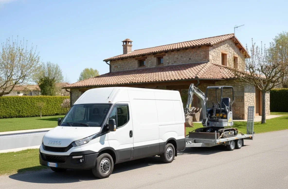Mini excavadora GS18 en remolque
