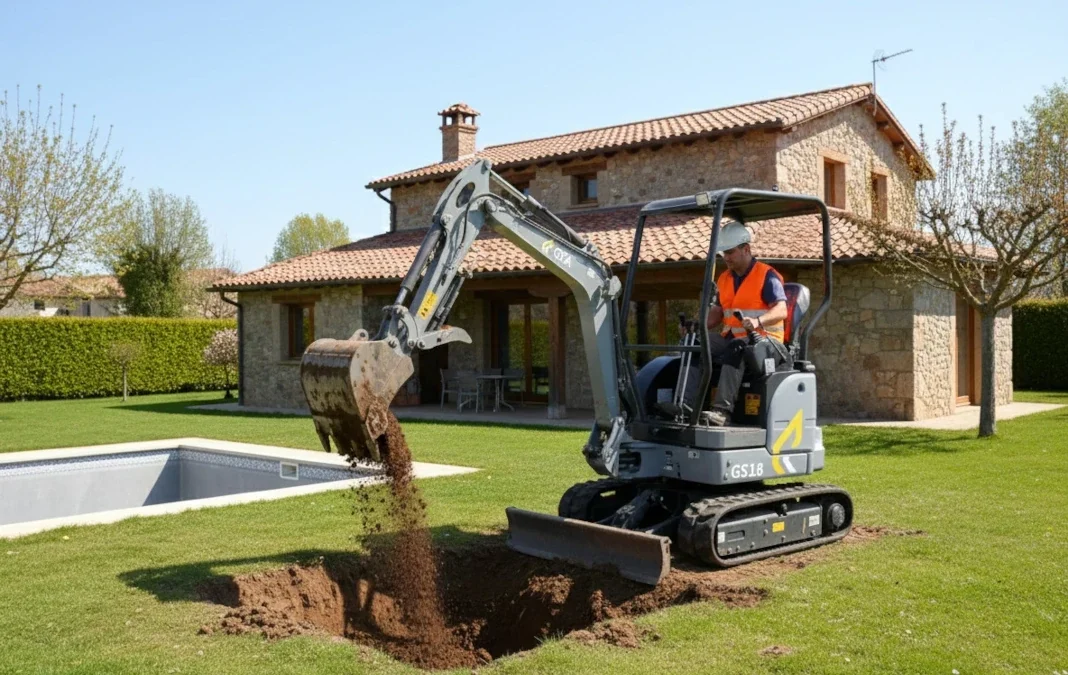 Mini excavadora para hacer piscinas: qué máquina elegir y qué tener en cuenta